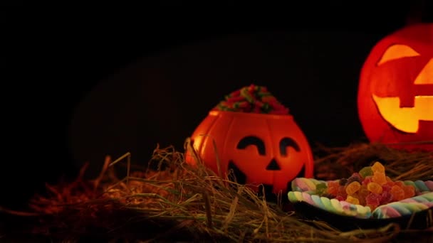 Tema Giorno Halloween Con Zucca Lentern Collezione Animata — Video Stock