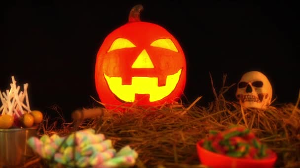 Happy Halloween Dag Animation Med Pumpa Lentern Samling — Stockvideo