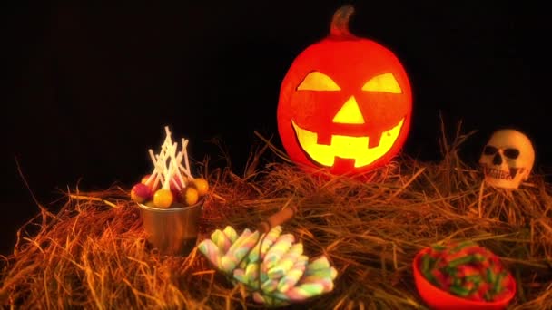 Animado Halloween Tema Con Colección Accesorios — Vídeo de stock