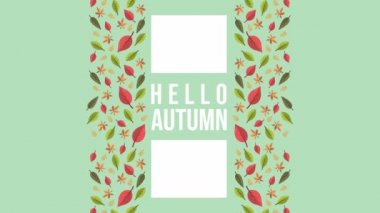 Sonbahar çerçeve animasyon yaprakları koleksiyonu ile Merhaba