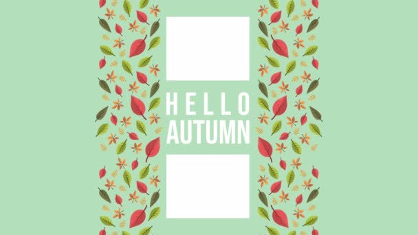 Hello Autumn Frame Animation Leaves Collection — Stock Video