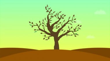 Rüzgar ve yaprakları animasyon koleksiyonu, sonbahar yatay