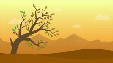 Rüzgar ve yaprakları animasyon koleksiyonu, sonbahar yatay