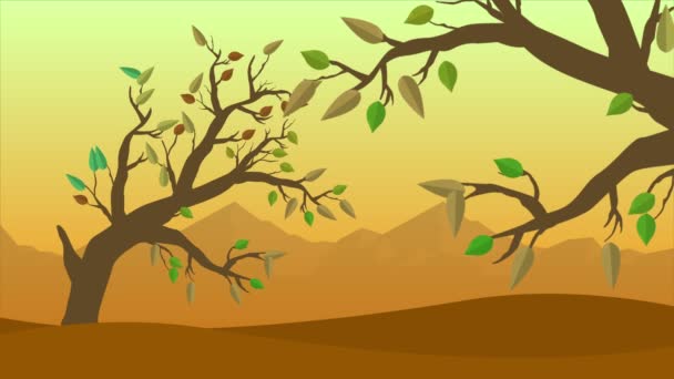 Paysage d'automne avec collection d'animation vent et feuilles 