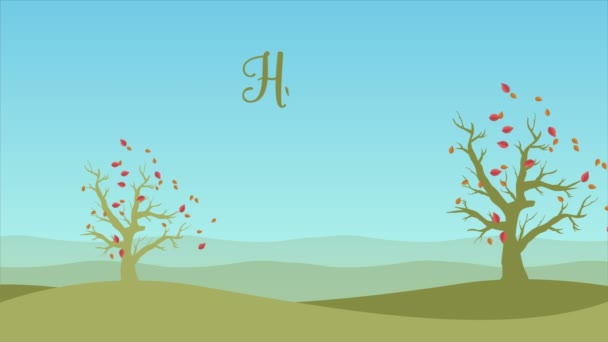 Hello Autumn Landscape Fall Leaves Animation Collection — Stock Video