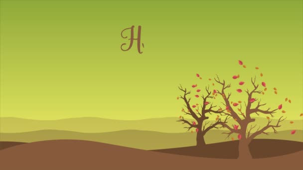 Hello Autumn Landscape Fall Leaves Animation Collection — Stock Video