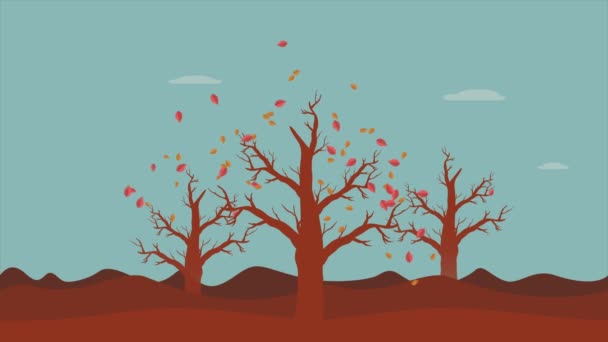 Images Paysage Automne Avec Collection Feuilles Automne — Video