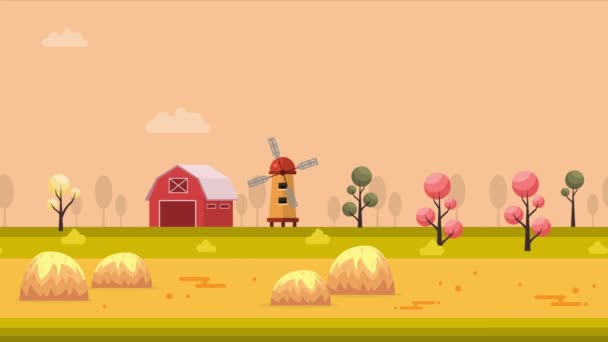 Krajina na farmě podzimní kolekce pozadí animace