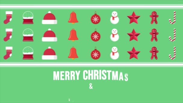 Frohe Weihnachten Mit Ornamenten Sammlung — Stockvideo