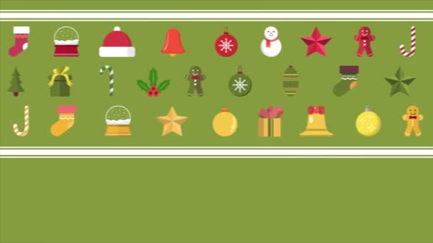 Veselé Vánoce Kolekcí Metráž Ornament — Stock video