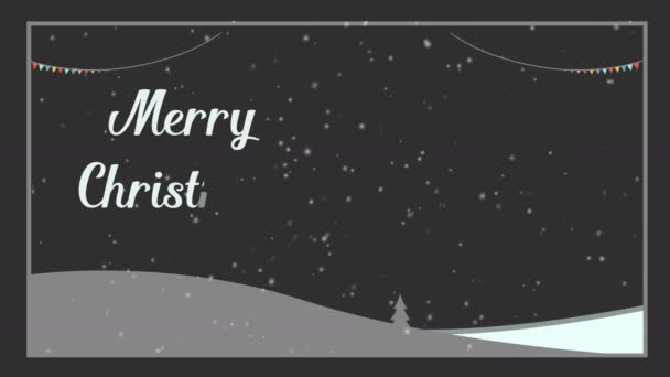 雪の風景のアニメーションのコレクションにハッピーメリー クリスマス — ストック動画