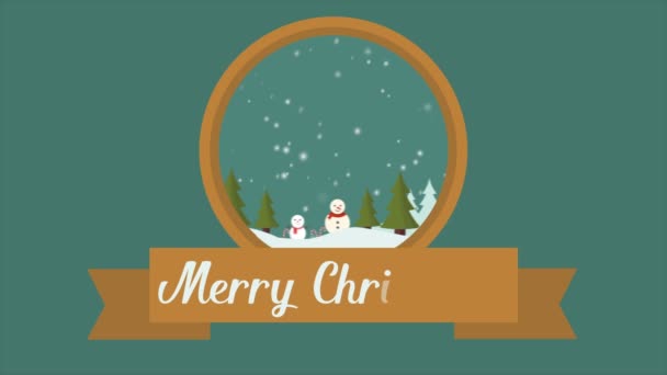 Footage Merry Christmas Snowman Landscape Collection — Stock Video
