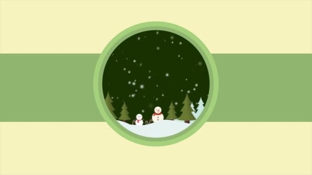 Filmati Buon Natale Con Collezione Paesaggio Pupazzo Neve — Video Stock