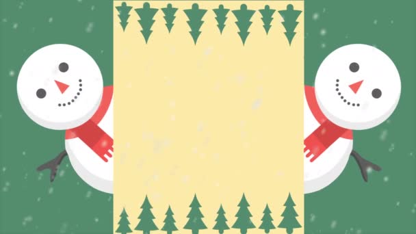 Frohe Weihnachten Mit Schneemannsammlung — Stockvideo