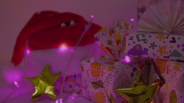 Gelukkig Merry Christmas Beeldmateriaal Met Lichte Collectie — Stockvideo