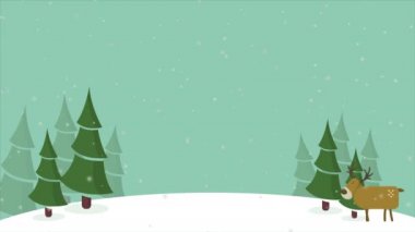 Animasyon Noel geyiği manzara koleksiyonu ile