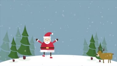 Animasyon Noel geyiği manzara koleksiyonu ile