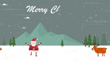 Animasyon Noel geyiği manzara koleksiyonu ile