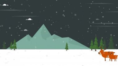 Animasyon Noel geyiği manzara koleksiyonu ile