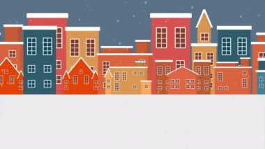 Animasyon kasabanın Noel manzara toplama