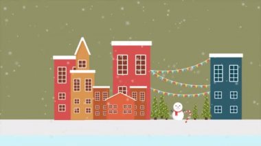 Kış manzara görüntüleri. Neşeli Noel koleksiyon