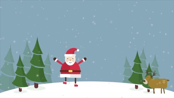 Animation Christmas Deer Landscape Collection — Stock Video