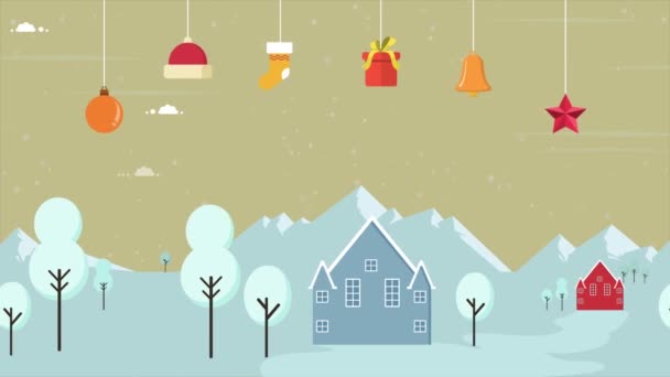 Una Casa Paesaggio Natale Innevato Collezione Filmati — Video Stock