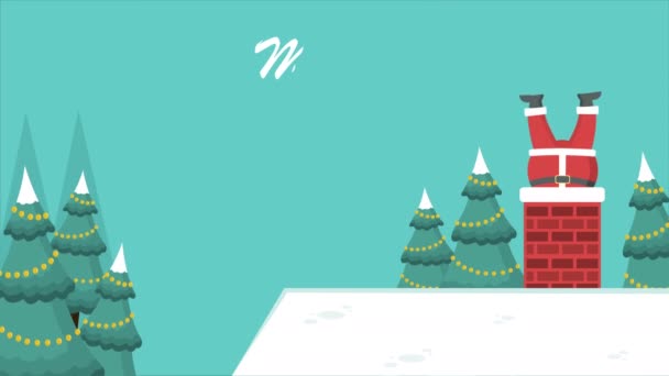 Fondo Paisaje Navidad Con Colección Imágenes Santa Claus — Vídeo de stock