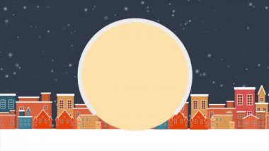 Animasyon kasabanın Noel manzara toplama
