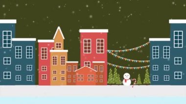 Animasyon kasabanın Noel manzara toplama