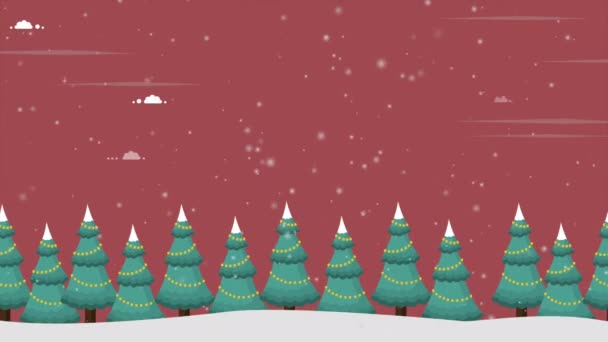 Schoonheid Landschap Kerst Met Sneeuw Beelden Collectie — Stockvideo