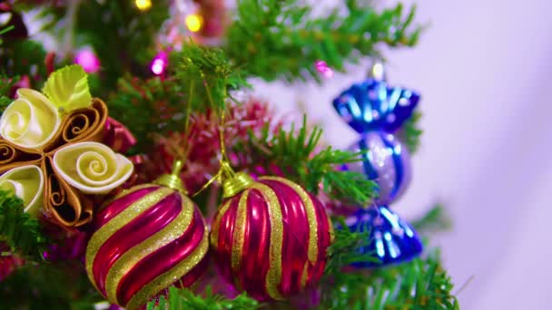 Filmagem Decoração Natal Com Coleção Árvore Natal — Vídeo de Stock