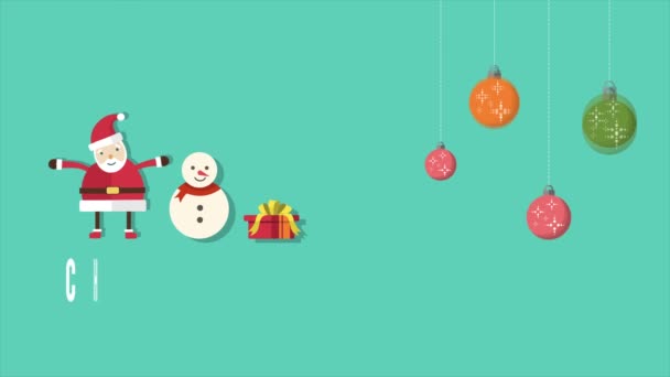 Animation Von Weihnachtsmann Klausel Und Schneemöwen Sammlung — Stockvideo