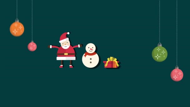Animering Santa Clause Och Snö Personer Samling — Stockvideo