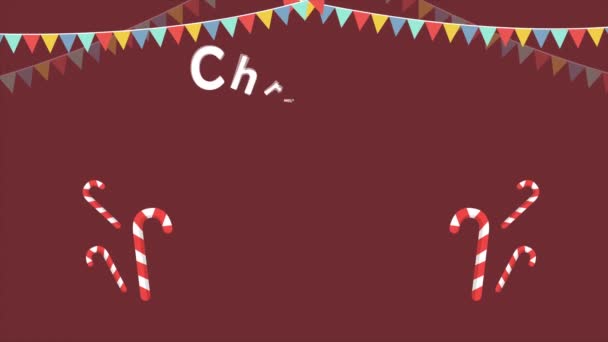 圣诞糖果蜡烛和丝带收藏的动画 — 图库视频影像