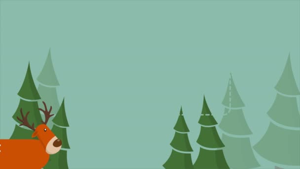 为快乐的圣诞节收藏鹿圣诞节的动画 — 图库视频影像
