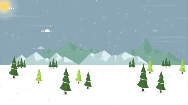 Animatie Van Secenery Sneeuw Heuvel Collectie — Stockvideo