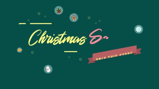 Animation Des Elements Weihnachten Hintergrund Kollektion Zum Weihnachtsverkauf — Stockvideo