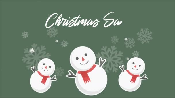Animazione Della Gente Neve Collezione Vendita Natale — Video Stock