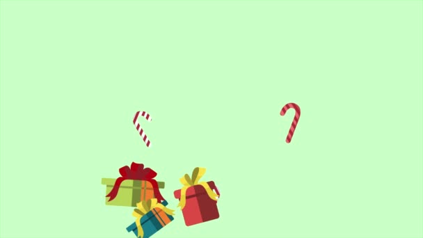 Animación Regalo Navidad Bastones Caramelo Colección Navidad — Vídeos de Stock