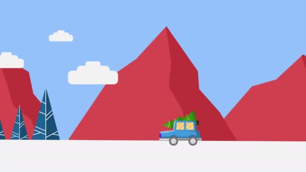 Animação Caminhão Trazer Árvore Coleção Natal — Vídeo de Stock