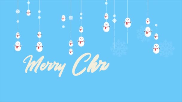 雪人アニメーション メリー クリスマスと新年あけましておめでとうございますコレクション — ストック動画