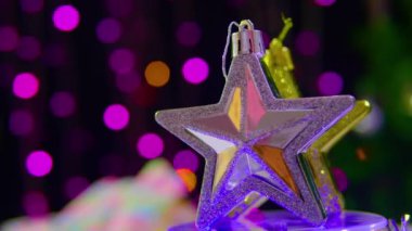 İki yıldız Noel hareketli görüntüleri. Yılbaşı koleksiyonu