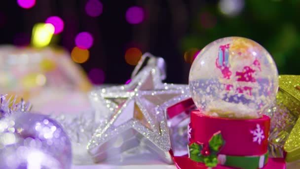 Felvétel Christmas Snow Globe Csillag Gyűjtemény — Stock videók