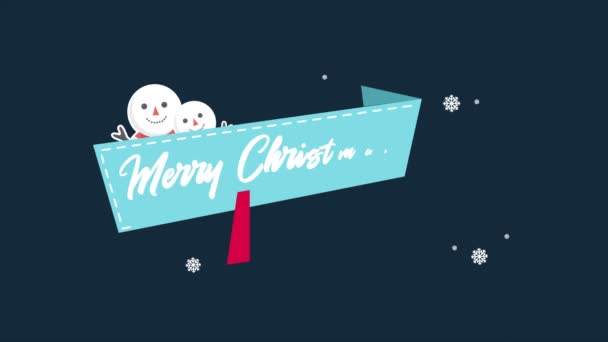 Animation Snow People Greeting Merry Christmas Collection — Stock Video