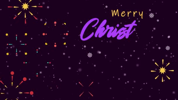 Feliz Feliz Navidad Con Colección Fuegos Artificiales Animación — Vídeo de stock