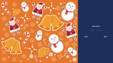 Kardan adam, Noel Baba, çan ve şekerler Merry Christmas koleksiyonu için görüntüleri