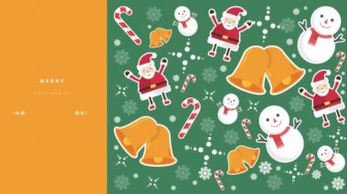 Kardan adam, Noel Baba, çan ve şekerler Merry Christmas koleksiyonu için görüntüleri