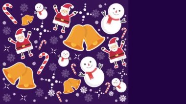 Kardan adam, Noel Baba, çan ve şekerler Merry Christmas koleksiyonu için görüntüleri