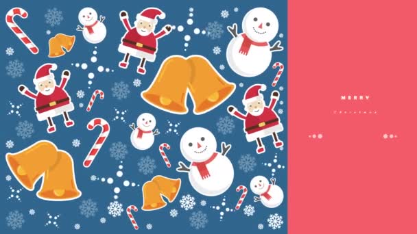 Images Bonhomme Neige Santa Clause Cloches Cannes Bonbons Pour Collection — Video